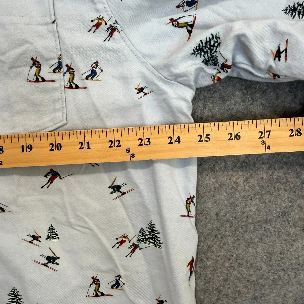 Pendleton Ski Flannel Pajama Shirt Men Large AOP Graphic Pine Trees Skiers Sleep